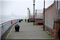 Cycling on the promenade beside Brunswick Business Park, Liverpool in L3 4BE