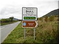 Road sign at Dull, Perth and Kinross in PH15 2YH