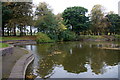 The boating lake in Newsham Park, Liverpool in L7 0JB