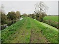 Drainage ditch, footpath and disused Westport canal on West Moor in TA10 0AS