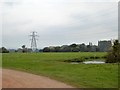 Pool and pylon in Exeter's Riverside Valley Park in EX2 8LP