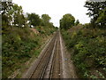 The line to Dover seen from Brenley Bridge in ME13 9LY