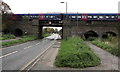 First Great Western train crosses over Eton Wick Road, Eton in SL4 6PS