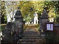 A footpath passes through Austrey church yard in CV9 3EQ
