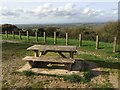 Picnic table and view from Tog Hill in BS30 5RU