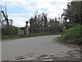 Gate posts to The Poltimore Estate at Bounds Cross in EX5 3LH