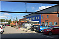 The view north from under the A&E deck, University Hospital, Walsgrave, Coventry in CV2 2BW