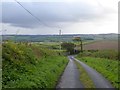 Road to Linscott and the valley around Sideham in EX31 3JY