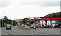 The A487 and petrol station at Llanrhystud, Ceredigion in SY23 5DL