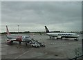 Jet2 and RYANAIR planes at East Midlands Airport in DE7 2TL