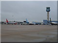 Control tower and planes at East Midlands Airport in DE7 2TL