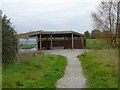 The bird hide at Darts Farm, Topsham in EX3 0QH