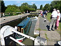 Narrowboat at Stoke Bruerne Lock No 15 in NN12 7SF