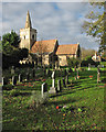 Coton Church and churchyard in November in Coton