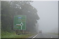 A303 approaching Cartgate Roundabout in fog in TA12 6PD