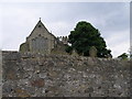 The church wall with the church beyond in SR8 3DB