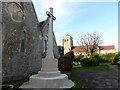 Looking from a war memorial in Ocklynge Cemetery towards St Michael's Church in BN21 2SD