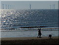 Dog walkers on the North Shore beach in PE25 1BF