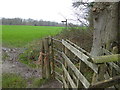 Footpath turns east/left at field corner in RH14 9HD