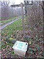 Footpath crosses track in Marringdean Wood in RH14 9HD