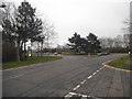 Roundabout at the end of Avro Way, Brooklands in KT13 0XN