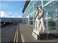 Statue to Alcock and Brown outside the Heathrow Academy in TW6 2UA