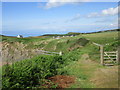 Mwnt: car park, church and distant sea in SA43 1QD