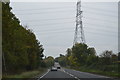 Pylons crossing the A10 in SG9 0DP