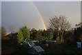 Rainbow over the gardens in WS5 3EY