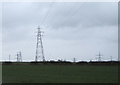 Farmland and power lines off the A167 in DH6 5JZ