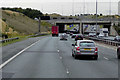 Eastbound M62 Crossing Over the Southbound A1(M), Holmfield Interchange in WF8 2FJ