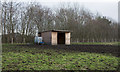 Wooden shelter in field in DH8 7LN