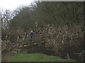 Flood debris by a footbridge, Lune Valley Ramble in LA2 8LW