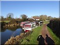 Moored boats at Maunsel Lock, Bridgwater and Taunton Canal in TA7 0DG