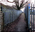 Fenced part of a cycle route in Abercynon in CF45 4UQ