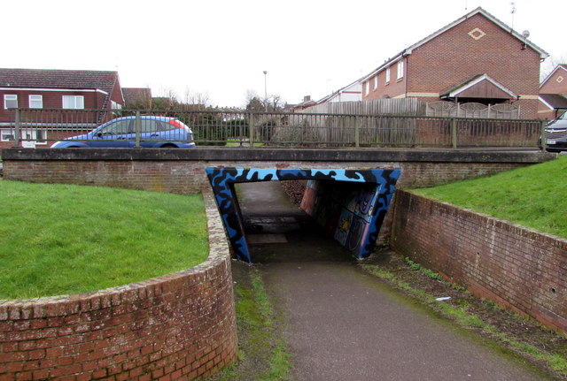 Northwest side of a pedestrian underpass, Pucklechurch in BS16 9SG