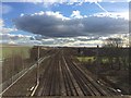 West Coast Main Line from A574 Bridge, Warrington in WA5 9ST