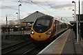 Virgin train arriving in Warrington in WA5 1BU