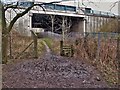 A muddy path bypassing a stile near the M6 bridge in PR5 6HJ