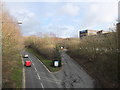 Northway and the Co-op Bank building from the footbridge in WN8 6DR