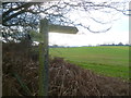 Footpath sign by railway line near Faygate in Colgate & Rusper Ward