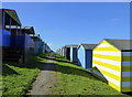 Terraces of beach huts on Tankerton Slopes in CT5 2AQ