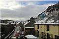A snowy Glanypwll Road, Blaenau Ffestiniog in LL41 3NR