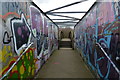 Graffiti covered footbridge in NG16 2SA
