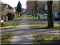 Path and trees along Heanor Road in Ilkeston in DE7 9WA