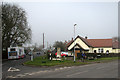 Newton: mobile library and Memorial Hall in Newton (South Cambridgeshire)