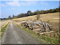 Timber by the track in Hexton
