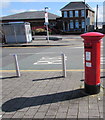 Queen Elizabeth II pillarbox at the edge of Gorseinon Bus Station in SA4 4XP