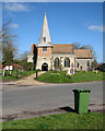 Steeple Morden: steeple and bin in Steeple Morden