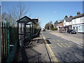Bus stop and shelter on High Street, Flitwick in MK45 1UH